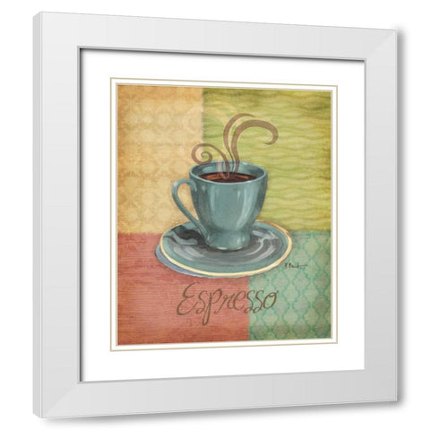 Quattro Coffee III White Modern Wood Framed Art Print with Double Matting by Brent, Paul