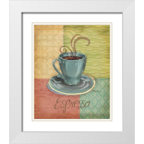 Quattro Coffee III White Modern Wood Framed Art Print with Double Matting by Brent, Paul