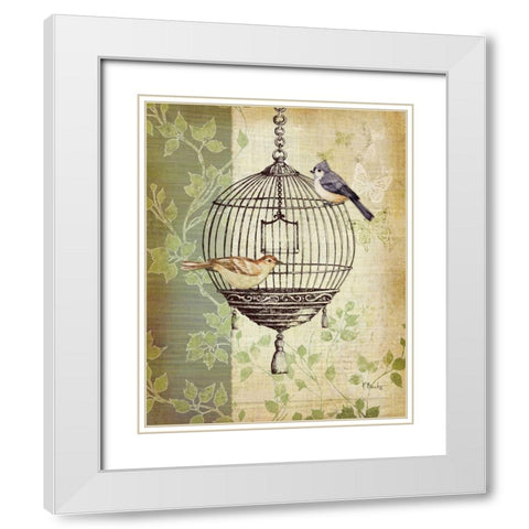 Botanical Birdcage I White Modern Wood Framed Art Print with Double Matting by Brent, Paul