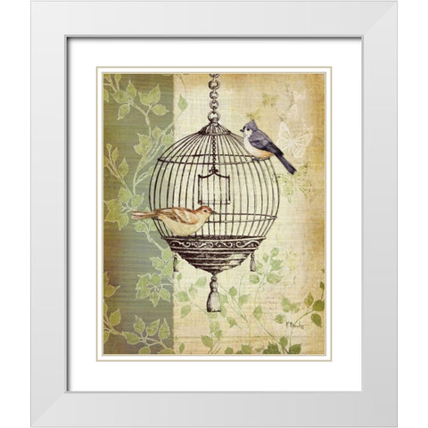 Botanical Birdcage I White Modern Wood Framed Art Print with Double Matting by Brent, Paul