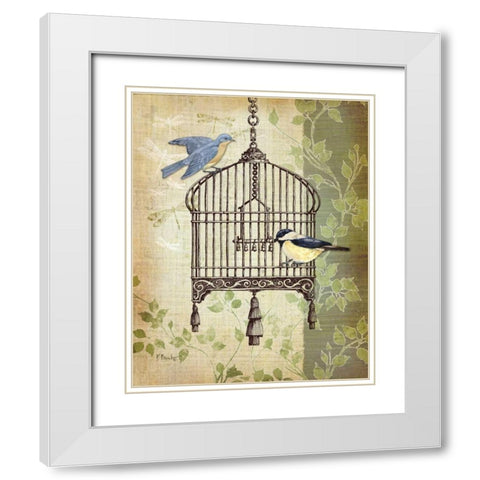 Botanical Birdcage II White Modern Wood Framed Art Print with Double Matting by Brent, Paul