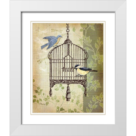 Botanical Birdcage II White Modern Wood Framed Art Print with Double Matting by Brent, Paul