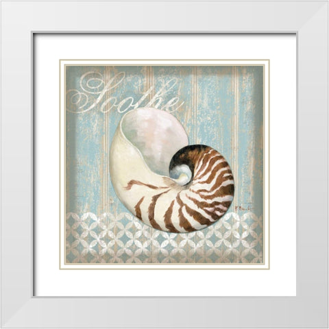 Spa Shells III White Modern Wood Framed Art Print with Double Matting by Brent, Paul