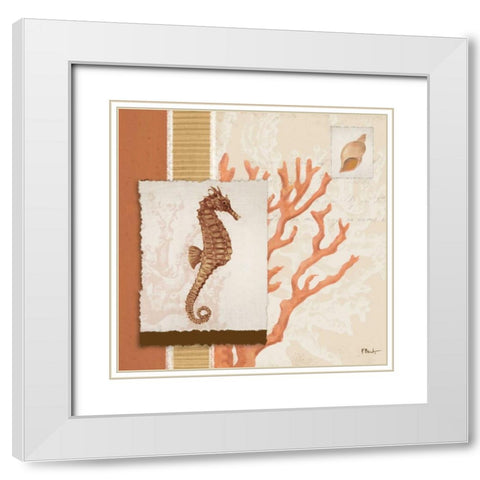 Aquarius Coral Sq II White Modern Wood Framed Art Print with Double Matting by Brent, Paul