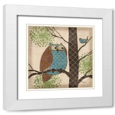 Fantasy Owls II White Modern Wood Framed Art Print with Double Matting by Brent, Paul