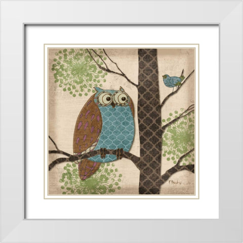Fantasy Owls II White Modern Wood Framed Art Print with Double Matting by Brent, Paul