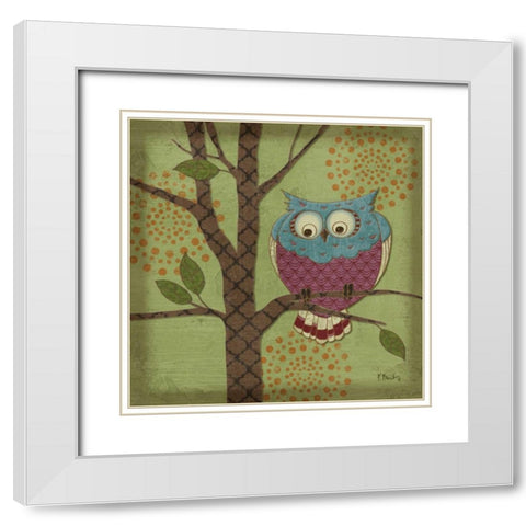 Fantasy Owls III White Modern Wood Framed Art Print with Double Matting by Brent, Paul