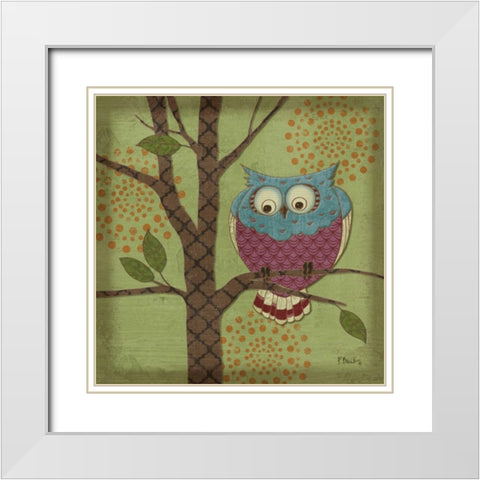 Fantasy Owls III White Modern Wood Framed Art Print with Double Matting by Brent, Paul