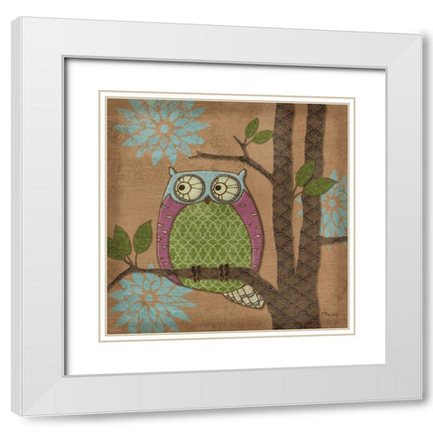 Fantasy Owls IV White Modern Wood Framed Art Print with Double Matting by Brent, Paul
