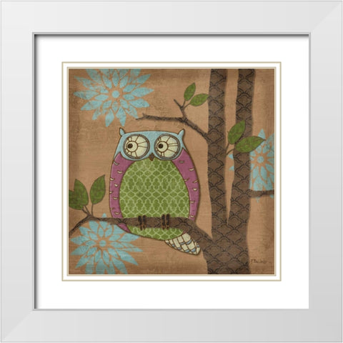 Fantasy Owls IV White Modern Wood Framed Art Print with Double Matting by Brent, Paul