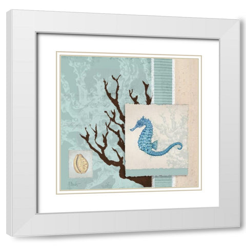 Aquarius Blue Sq II White Modern Wood Framed Art Print with Double Matting by Brent, Paul