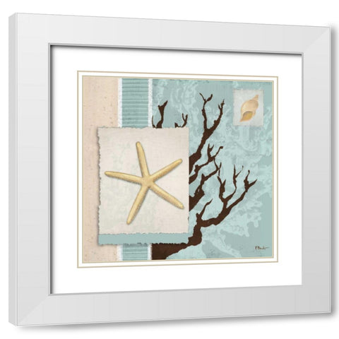 Aquarius Blue Sq III White Modern Wood Framed Art Print with Double Matting by Brent, Paul