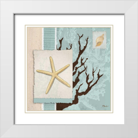 Aquarius Blue Sq III White Modern Wood Framed Art Print with Double Matting by Brent, Paul