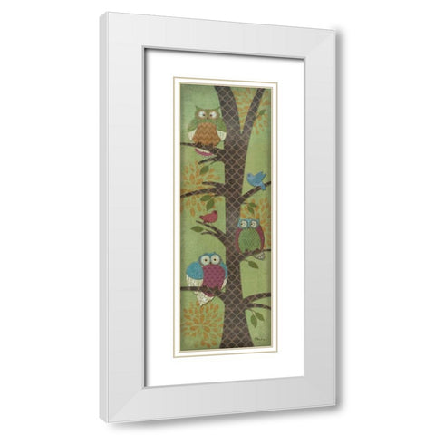 Fantasy Owls Panel I White Modern Wood Framed Art Print with Double Matting by Brent, Paul