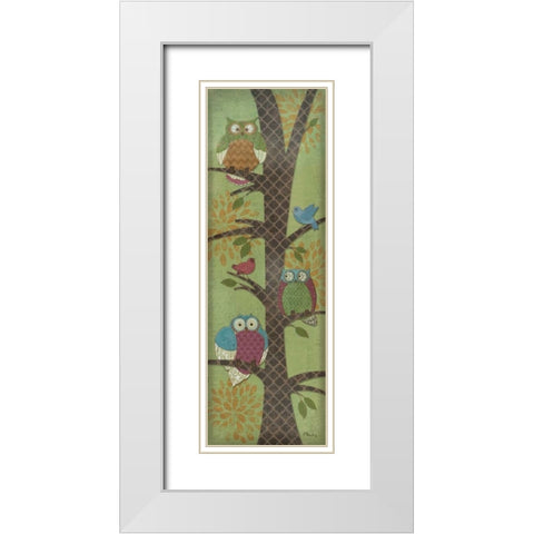 Fantasy Owls Panel I White Modern Wood Framed Art Print with Double Matting by Brent, Paul