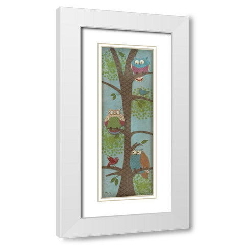 Fantasy Owls Panel II White Modern Wood Framed Art Print with Double Matting by Brent, Paul