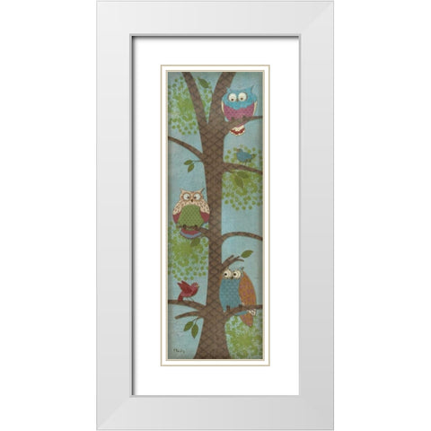 Fantasy Owls Panel II White Modern Wood Framed Art Print with Double Matting by Brent, Paul