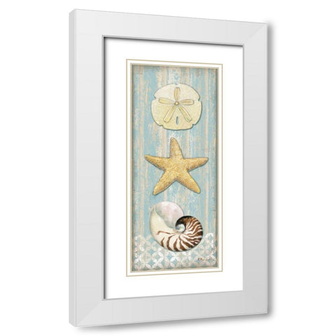 Spa Shells Vertical I White Modern Wood Framed Art Print with Double Matting by Brent, Paul