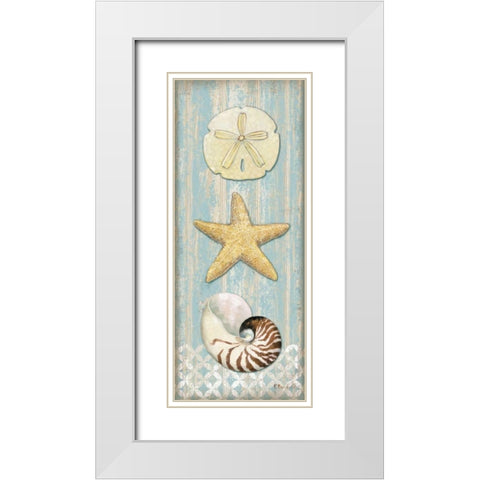 Spa Shells Vertical I White Modern Wood Framed Art Print with Double Matting by Brent, Paul