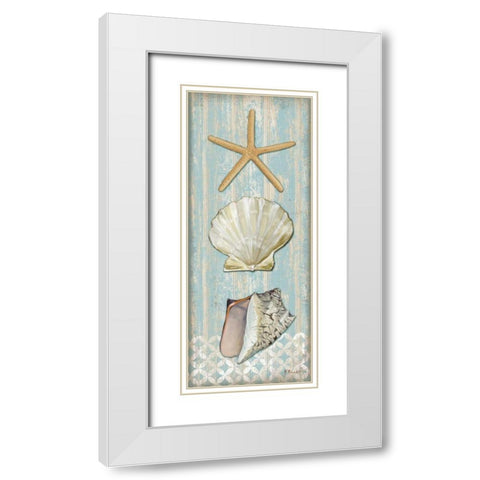 Spa Shells Vertical II White Modern Wood Framed Art Print with Double Matting by Brent, Paul