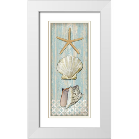 Spa Shells Vertical II White Modern Wood Framed Art Print with Double Matting by Brent, Paul