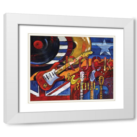 Rock N Roll White Modern Wood Framed Art Print with Double Matting by Brent, Paul