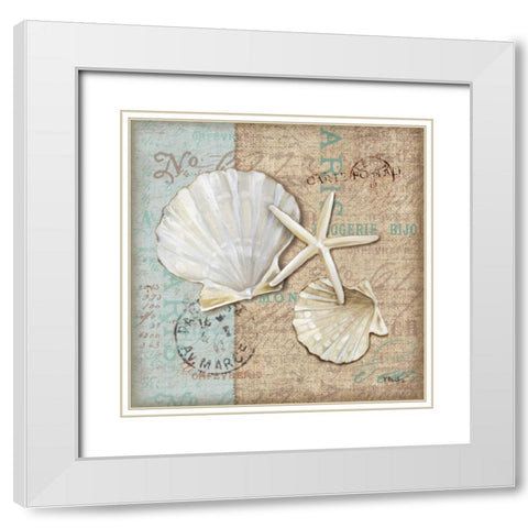 Linen Shells I White Modern Wood Framed Art Print with Double Matting by Brent, Paul