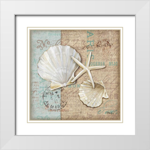 Linen Shells I White Modern Wood Framed Art Print with Double Matting by Brent, Paul