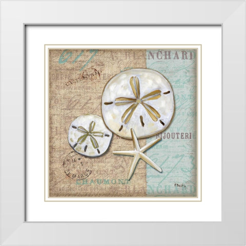 Linen Shells II White Modern Wood Framed Art Print with Double Matting by Brent, Paul