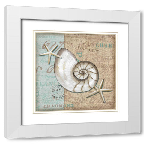 Linen Shells III White Modern Wood Framed Art Print with Double Matting by Brent, Paul