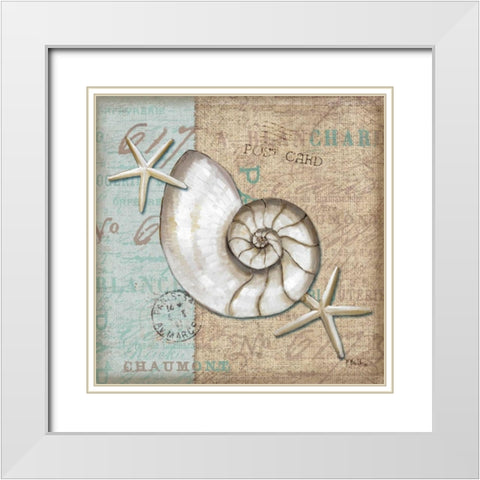 Linen Shells III White Modern Wood Framed Art Print with Double Matting by Brent, Paul