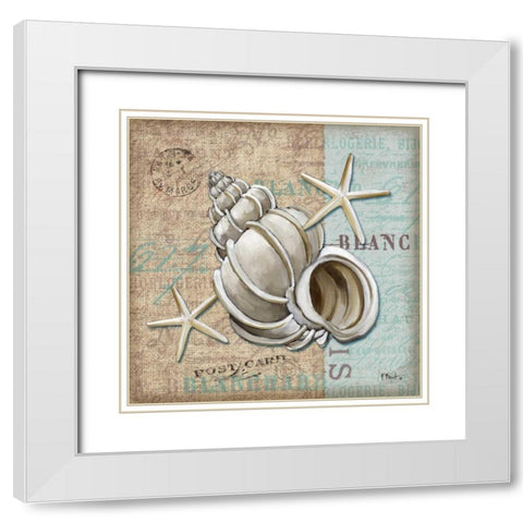 Linen Shells IV White Modern Wood Framed Art Print with Double Matting by Brent, Paul