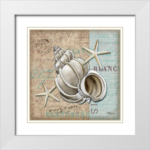 Linen Shells IV White Modern Wood Framed Art Print with Double Matting by Brent, Paul