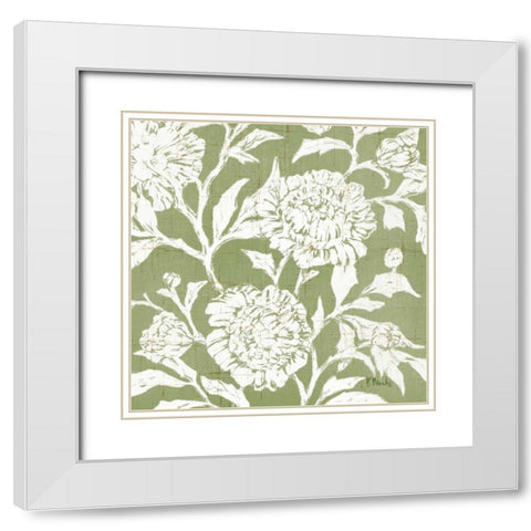 Jardin Floral I White Modern Wood Framed Art Print with Double Matting by Brent, Paul