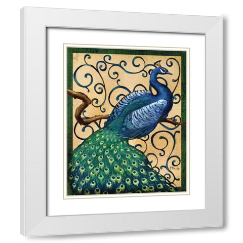 Majestic Peacock I White Modern Wood Framed Art Print with Double Matting by Brent, Paul
