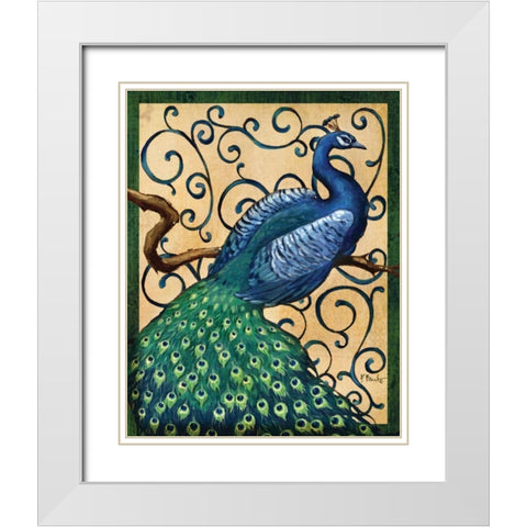 Majestic Peacock I White Modern Wood Framed Art Print with Double Matting by Brent, Paul