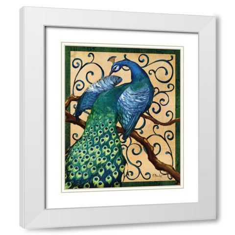 Majestic Peacock II White Modern Wood Framed Art Print with Double Matting by Brent, Paul
