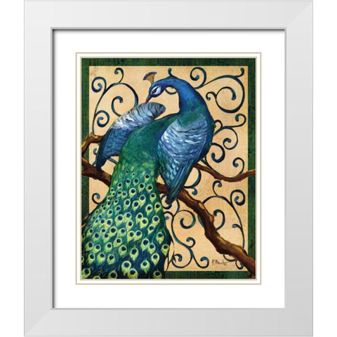 Majestic Peacock II White Modern Wood Framed Art Print with Double Matting by Brent, Paul