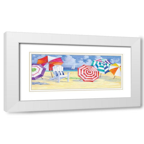 Umbrella Beach White Modern Wood Framed Art Print with Double Matting by Brent, Paul