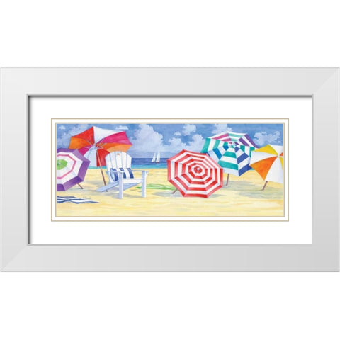 Umbrella Beach White Modern Wood Framed Art Print with Double Matting by Brent, Paul