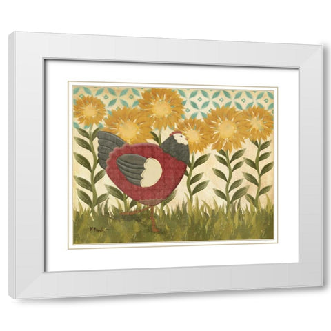 Sunny Hen I White Modern Wood Framed Art Print with Double Matting by Brent, Paul