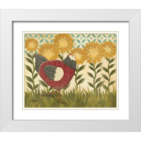 Sunny Hen I White Modern Wood Framed Art Print with Double Matting by Brent, Paul