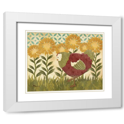 Sunny Hen II White Modern Wood Framed Art Print with Double Matting by Brent, Paul
