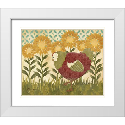Sunny Hen II White Modern Wood Framed Art Print with Double Matting by Brent, Paul
