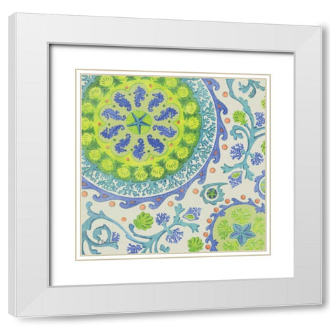 Coastal Suzani I White Modern Wood Framed Art Print with Double Matting by Brent, Paul