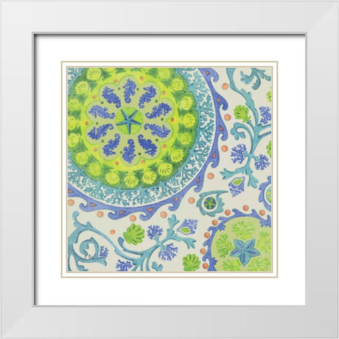 Coastal Suzani I White Modern Wood Framed Art Print with Double Matting by Brent, Paul