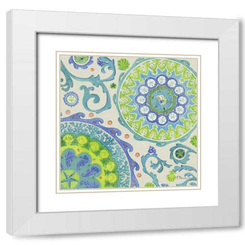 Coastal Suzani II White Modern Wood Framed Art Print with Double Matting by Brent, Paul