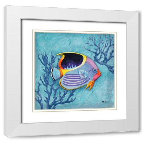 Azure Tropical Fish I White Modern Wood Framed Art Print with Double Matting by Brent, Paul