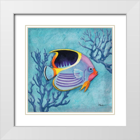 Azure Tropical Fish I White Modern Wood Framed Art Print with Double Matting by Brent, Paul