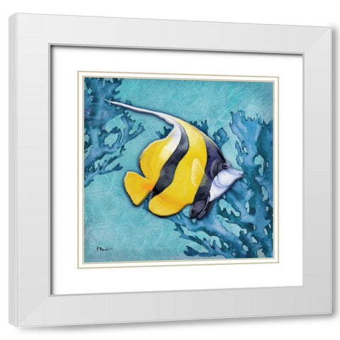 Azure Tropical Fish II White Modern Wood Framed Art Print with Double Matting by Brent, Paul
